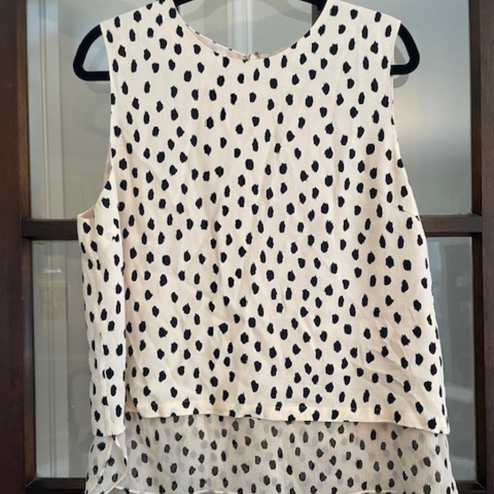 Kate Spade Black and light blush pink Polka Dot Blouse